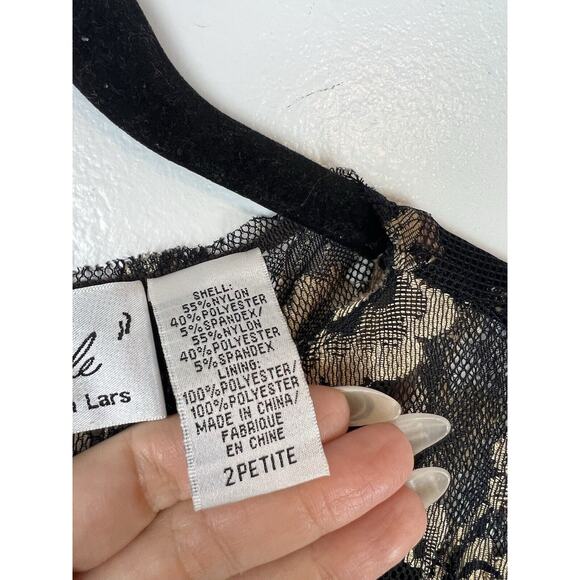 Beguile Byron Lars Lace Sheath Dress Size 2P Marguerite Carissima Floral Brown - Picture 9 of 10